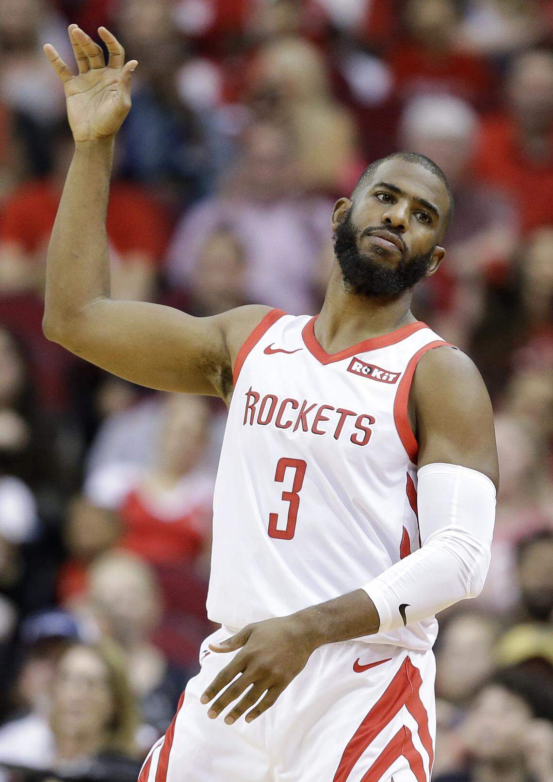 Houston Rockets guard Chris Paul is 34, and his remaining three seasons of salary total more than $120 million.