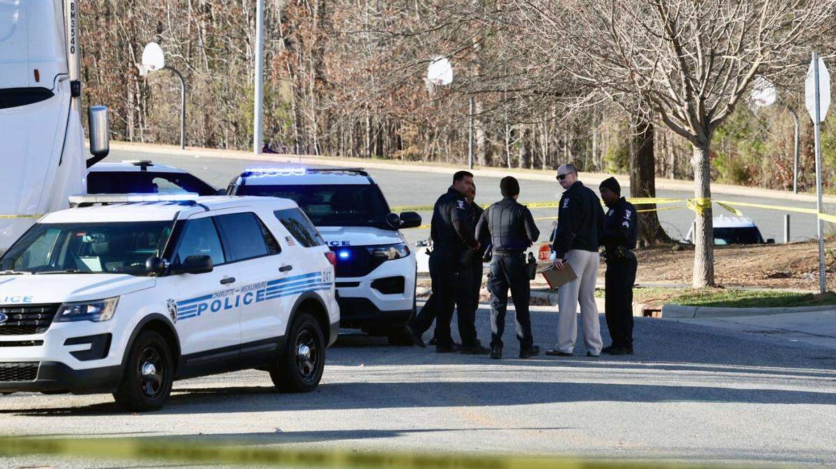 Charlotte-Mecklenburg police investigate a shooting Thursday afternoon near Martin Luther King. Jr. Middle School.