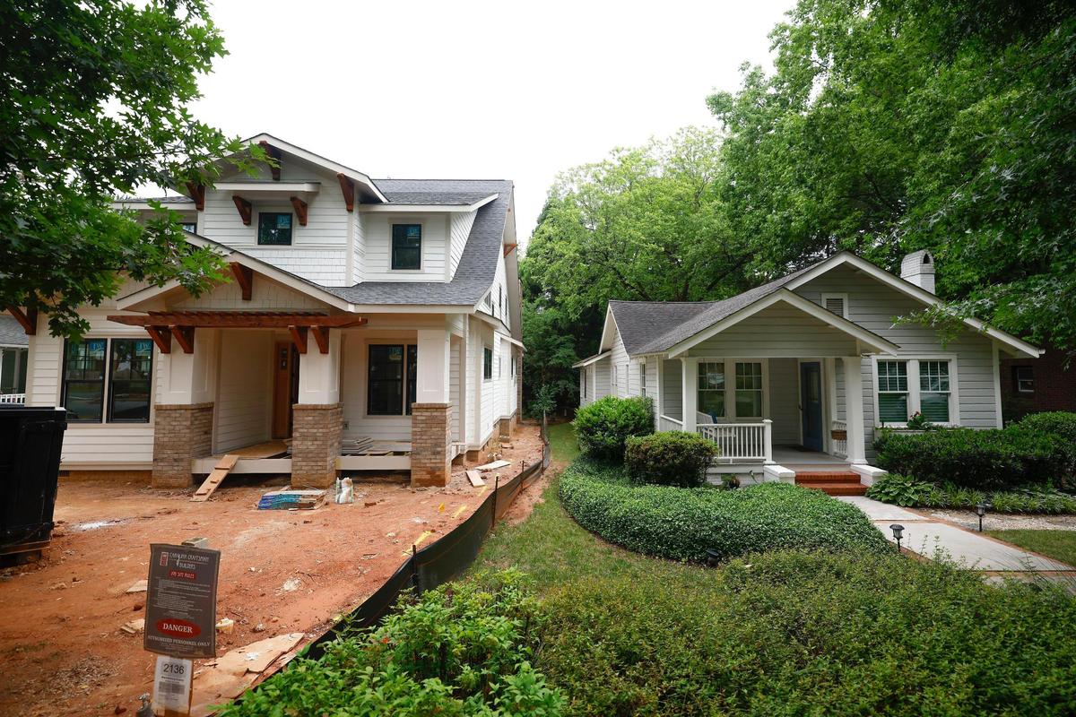 New construction in Chantilly shows the contrast between the size of older, or recently-renovated homes, versus many of the larger homes that now line the streets of the quiet neighborhood.