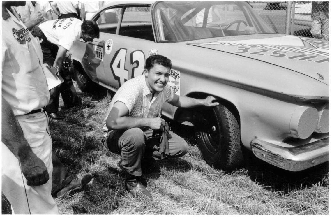 A young Richard Petty. It was taken after he won the pole for the Second Annual World 600 here in Charlotte in 1961. The photo credit goes to: Robinson-Spangler Carolina Room at the Public Library of Charlotte and Mecklenburg County.