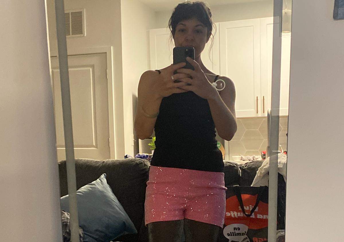 My outfit before the show included sparkly pink shorts purchased at Divine Barrel Brewing’s pre-concert K-pop pop-up.