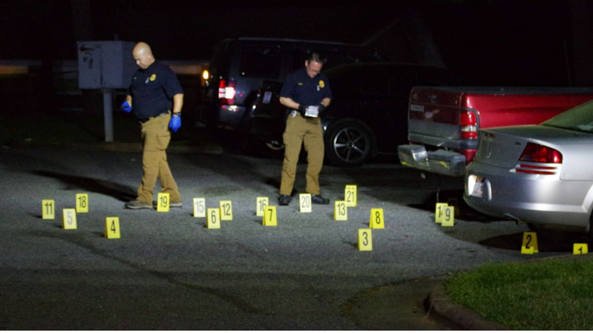 Police are investigating the shooting that left shell casings across the parking lot out of the apartment complex (Steve Ohnesorge)