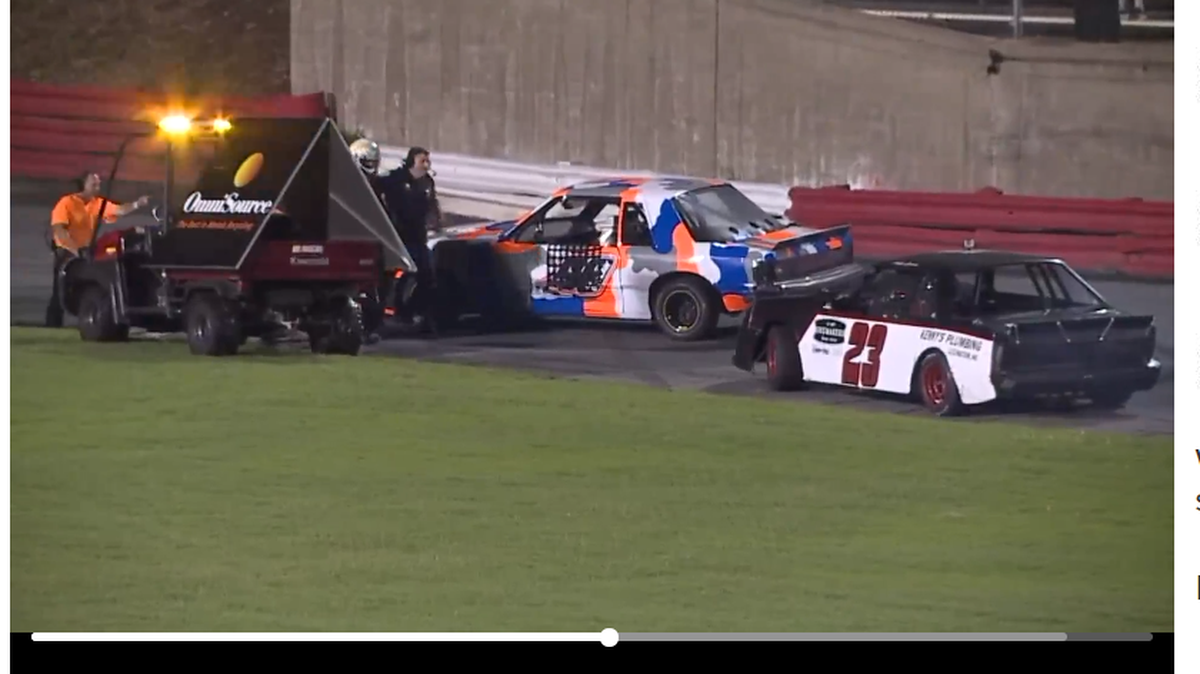 This is the moment just before an officer pulled his gun during a stock car race Saturday in Winston-Salem.