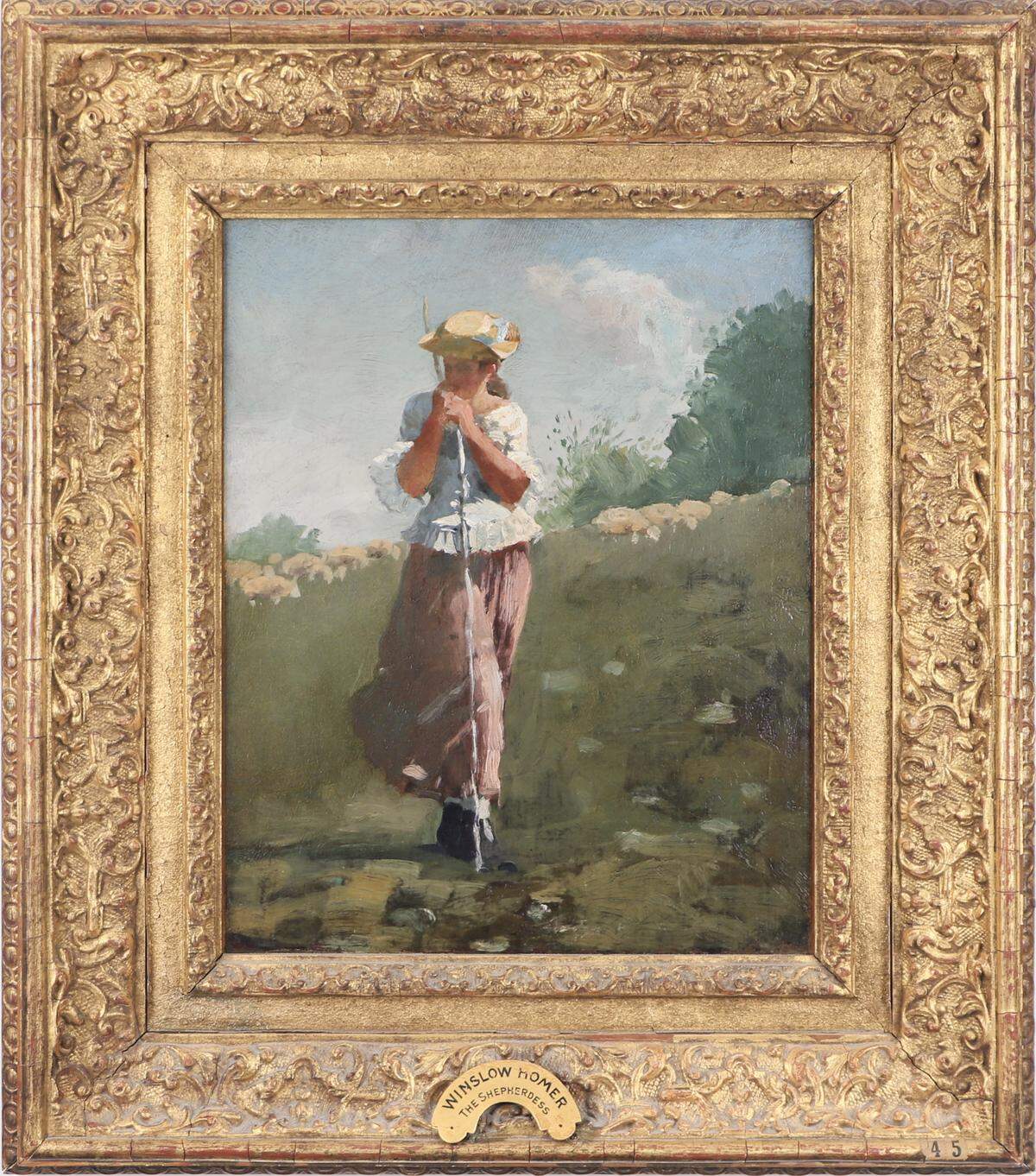 Winslow Homer, “The Shepherdess,” oil on canvass mounted to board.