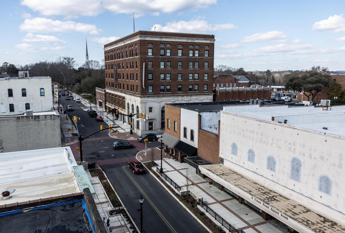 The View at Hotel Concord apartments as seen from the new rooftop space at Novi Lofts in downtown Concord.