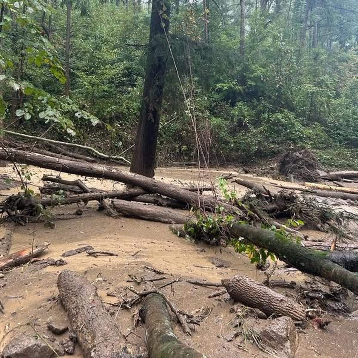 Heavy rains caused a landslide in Great Smoky Mountains National Park on Saturday, Sept. 27, 2025.
