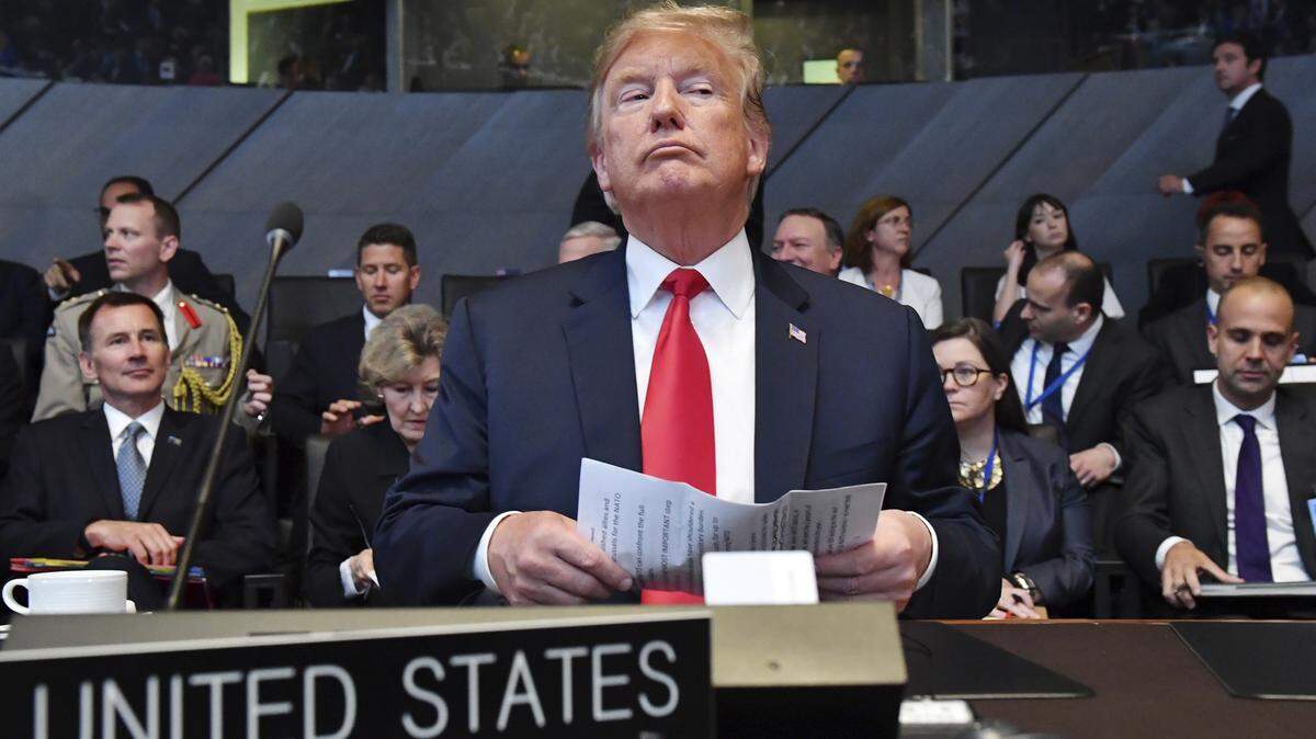 Donald Trump at NATO headquarters in Brussels on Wednesday.