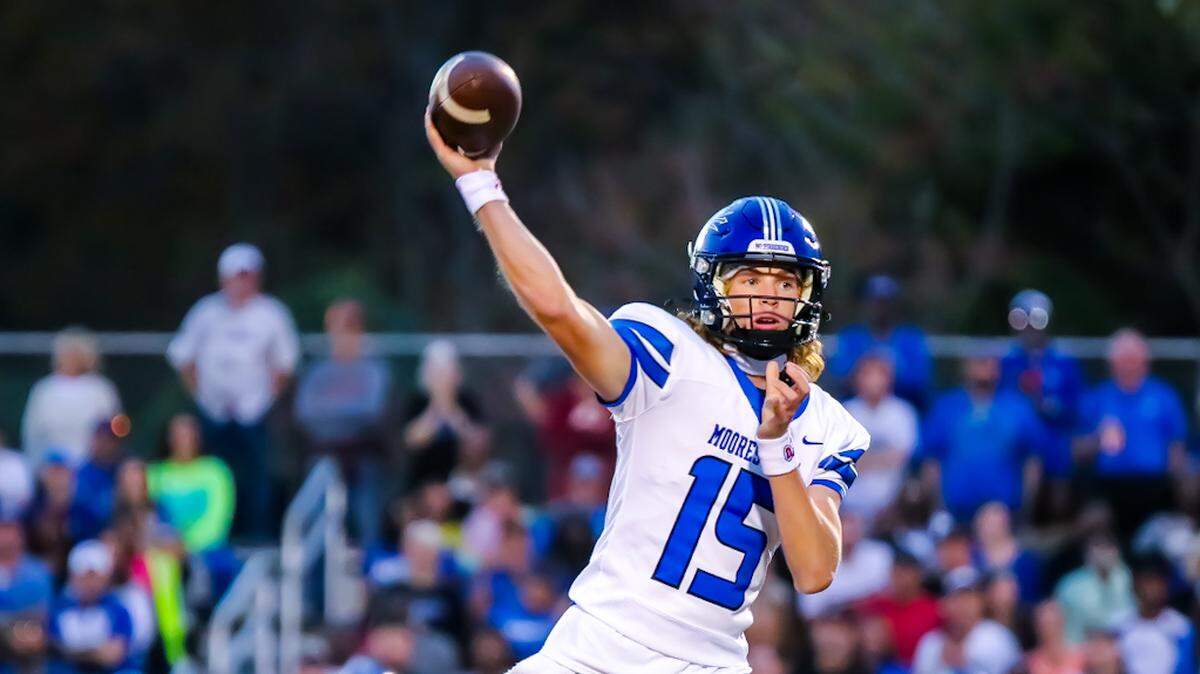 Mooresville quarterback Brody Norman, seen in a file photo, led the Blue Devils to an easy first round NCHSAA playoff win Friday.