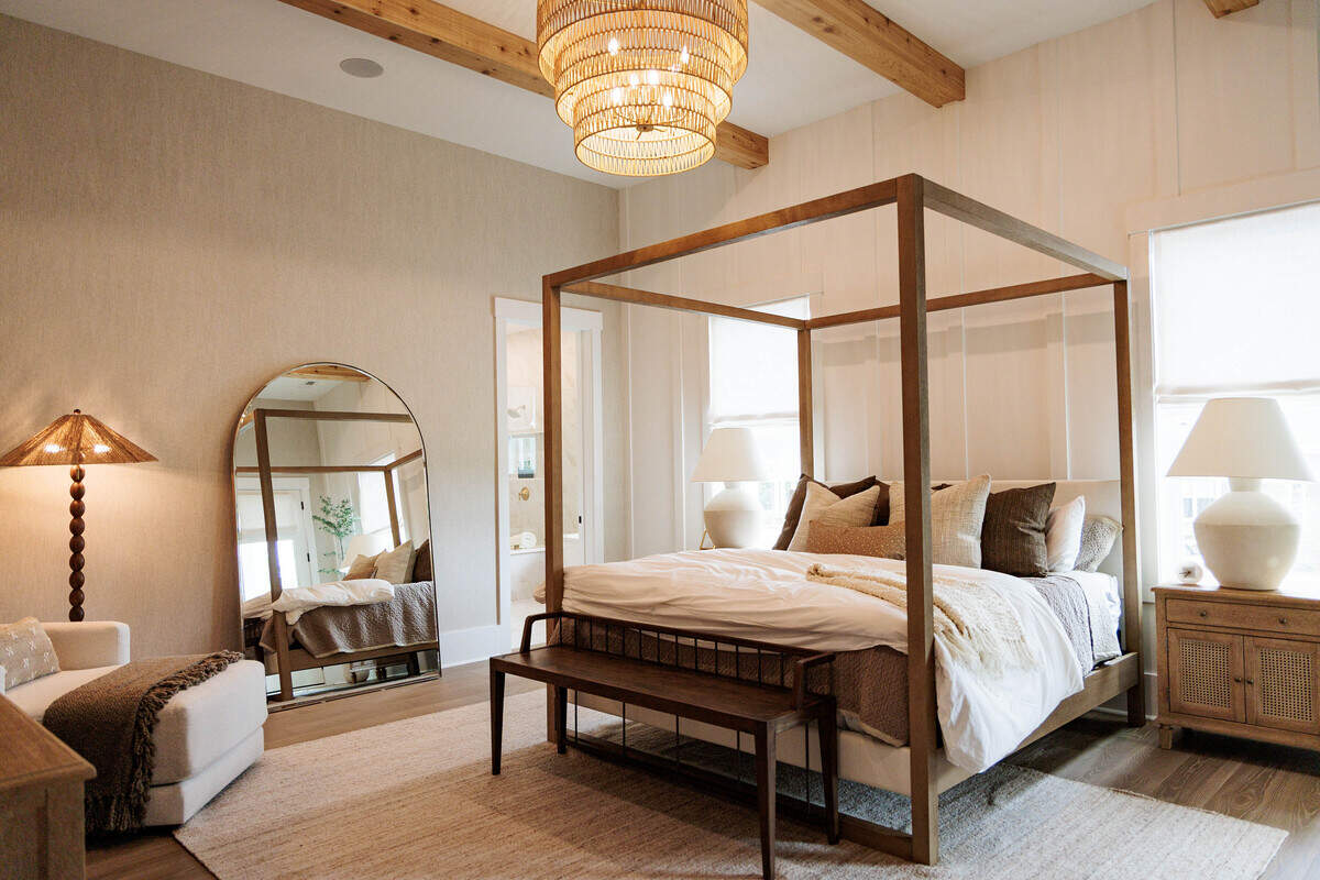 A bedroom of a model home in Lakeside Pointe in Sherrills Ford.