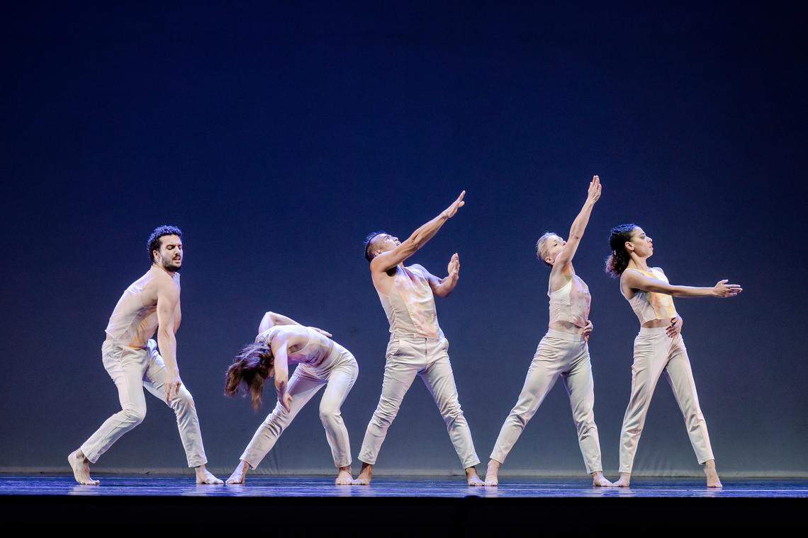 Movement Migration members E.E. Balcos, Amy Claugus, Lorenzo Pagano, Jacqueline White and Dominique Willis perform “Lullaby - The Stories We Tell.”
