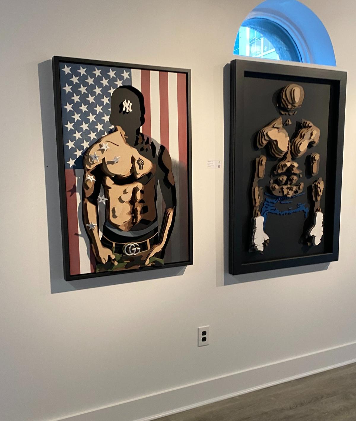Works by Percy King, one of the artists featured in the exhibit honoring the Brooklyn neighborhood.