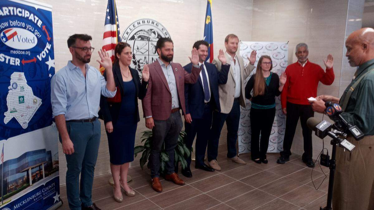 A slate of Republican candidates gathered at the Mecklenburg County Board of Elections on Wednesday to register to run for office.