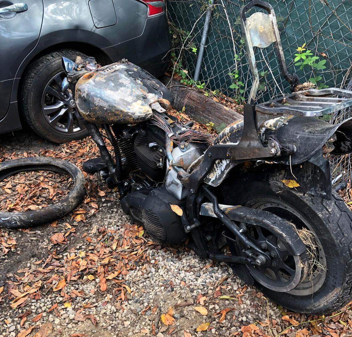 Randy Padgett’s motorcycle was damaged beyond recognition after a car going more than 100 mph slammed into it. Padgett died in the crash.