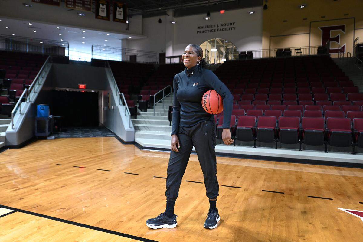 Elon University women’s head basketball coach Charlotte Smith on Monday, June 20, 2022 at Schar Center in Elon, NC. In 1994 the UNC Tar Heels won the NCAA Women’s Division I Basketball Championship on Smith’s game winning shot at the buzzer.