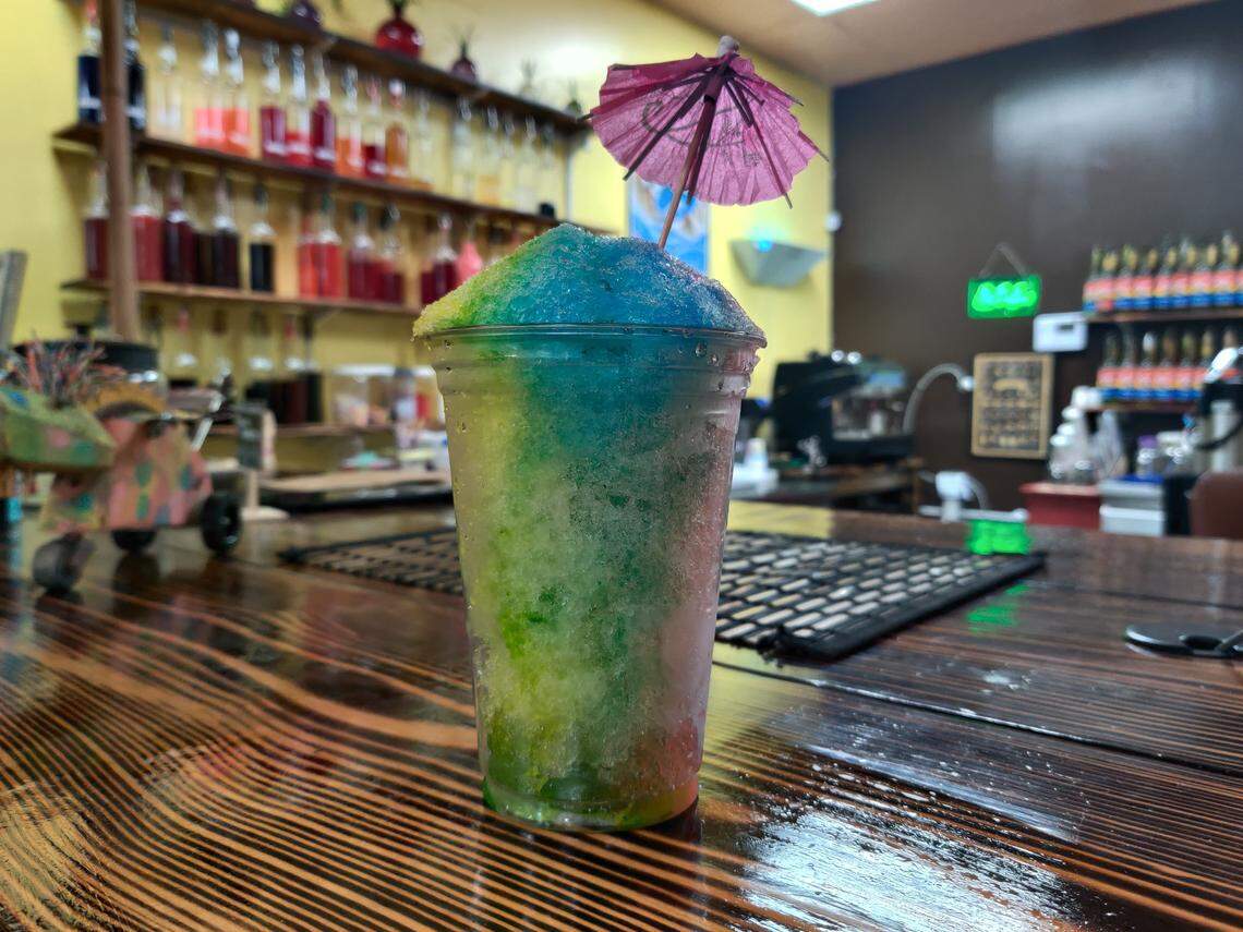 The Rainbow Hawaiian shaved ice is just one of the many flavors offered at The Sweet Life Cafe.
