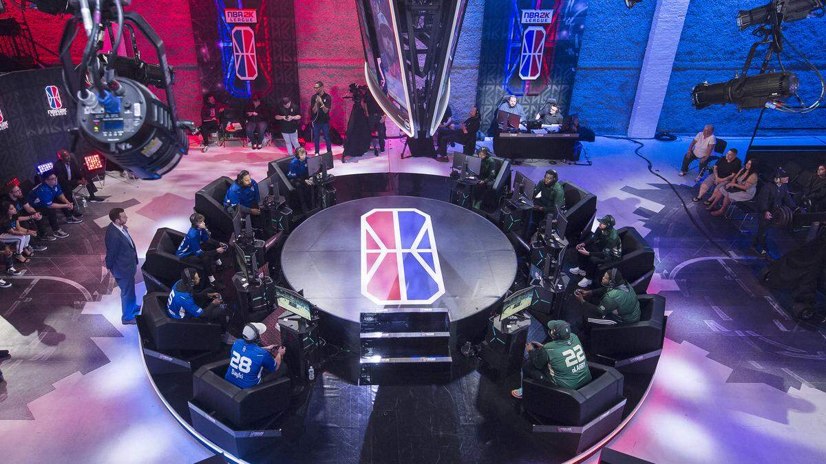 Mavs Gaming stares down the Bucks Gaming during Week 12 of the NBA 2K League on August 10, 2018 at the NBA 2K Studio in Long Island City, New York, in August. The Charlotte Hornets on Wedneday will announce the launch of a local NBA 2k Leage affiliate.