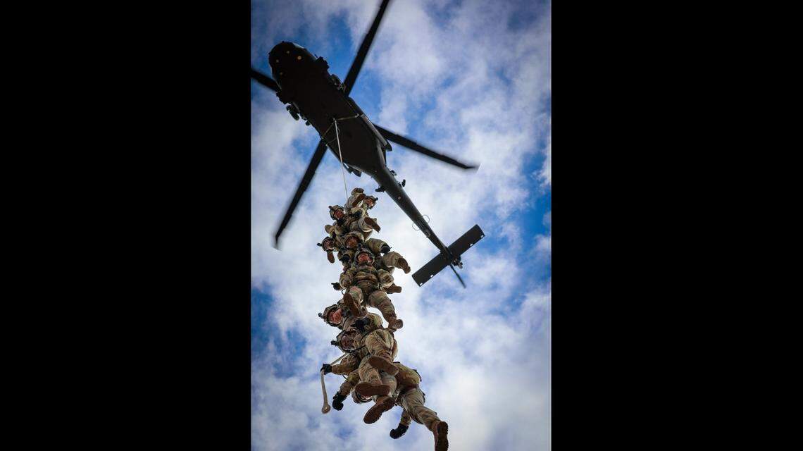 The 3rd Brigade Combat Team, 101st Airborne Division, posted photos of a Special Purpose Insertion and Extraction System exercise on Facebook.