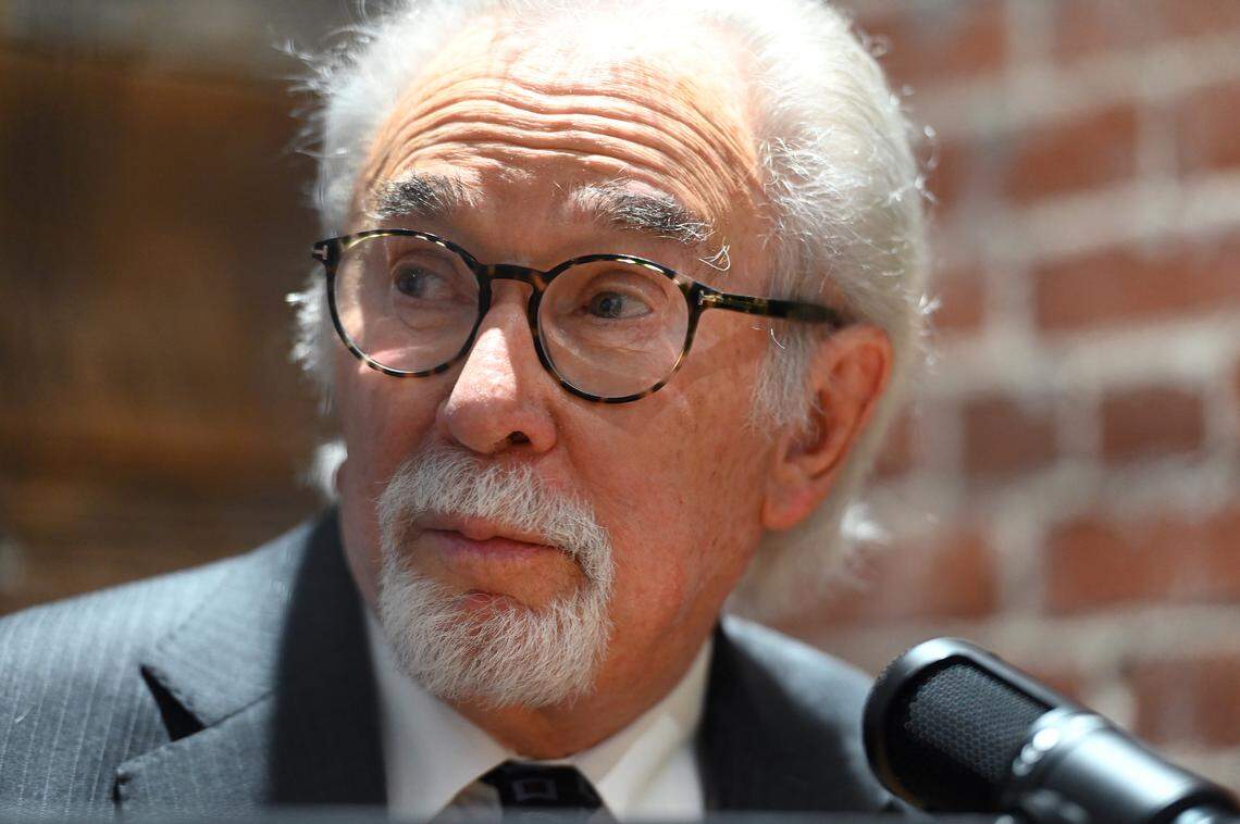 Former Charlotte Hornets owner George Shinn during taping of the Sports Legends of the Carolinas podcast on Saturday, January 28, 2023.