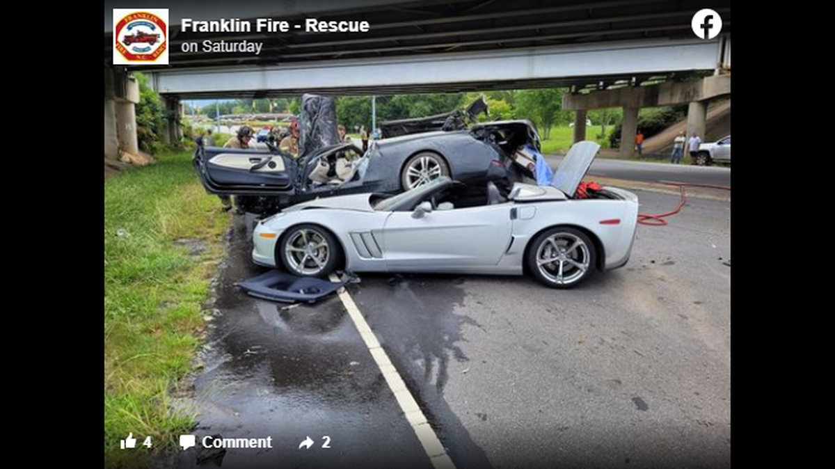 Officials believe the car went between two bridges before impact.