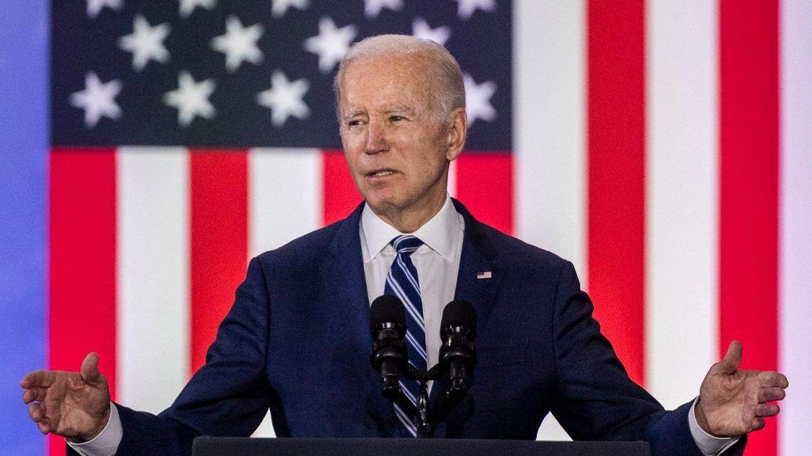 President Joe Biden speaks about the economy during a visit to North Carolina A&T State University in Greensboro Thursday, April 14, 2022.