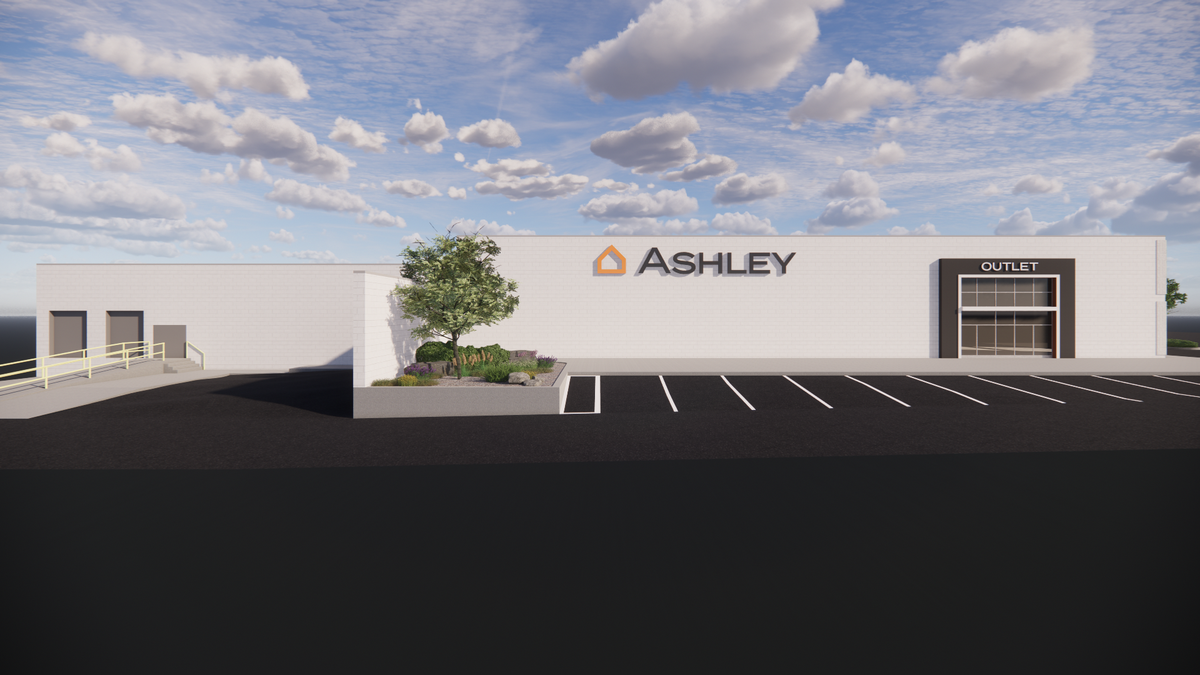 The dual-concept Ashley store and outlet store will open next spring in part of the former Kmart location in Salisbury, northeast of Charlotte, according to operator Broad River Retail based in Fort Mill, S.C.