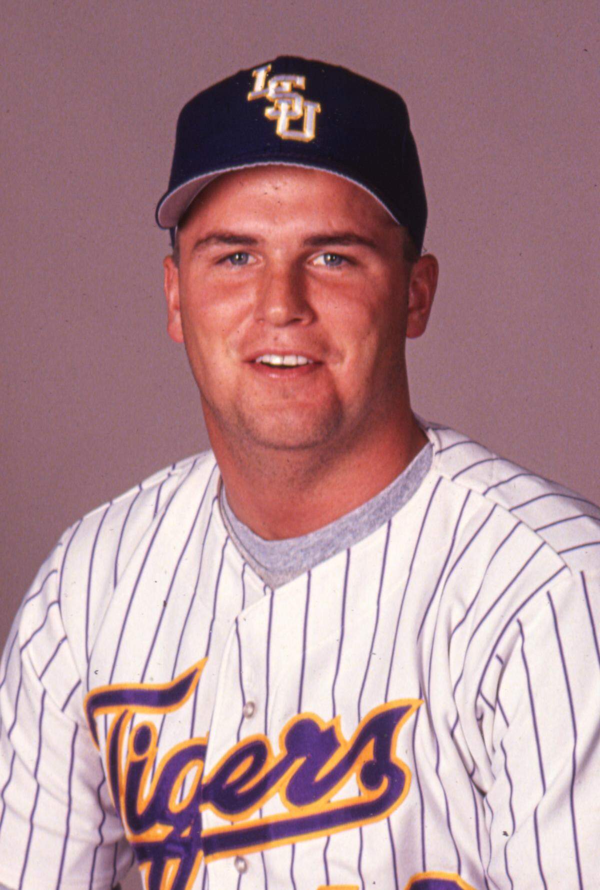 Carolina Panthers general manager Scott Fitterer on the LSU baseball team in 1995.