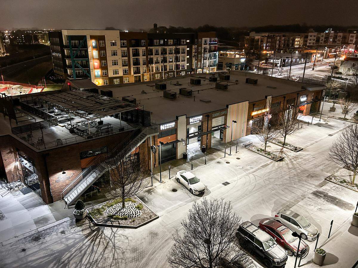 Rain and sleet moved into the area overnight creating a thin wintry blanket over NoDa in Charlotte early Sunday morning, January 25, 2026.