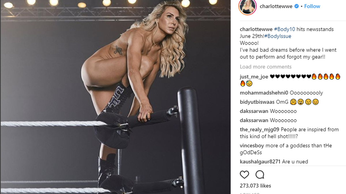 Charlotte Flair in one of her nude shots in ESPN's Body Issue