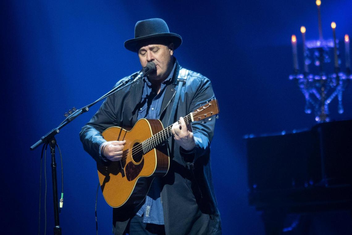 The Eagles’ Vince Gill performs “New Kid in Town” during the Hotel California tour at the Spectrum Center in Charlotte, N.C., Monday, Feb. 21, 2022.