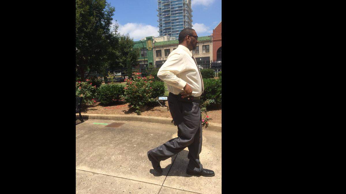 Former Lanesboro prison official Jeffery Wall leaves the federal courthouse in Charlotte on Tuesday.
