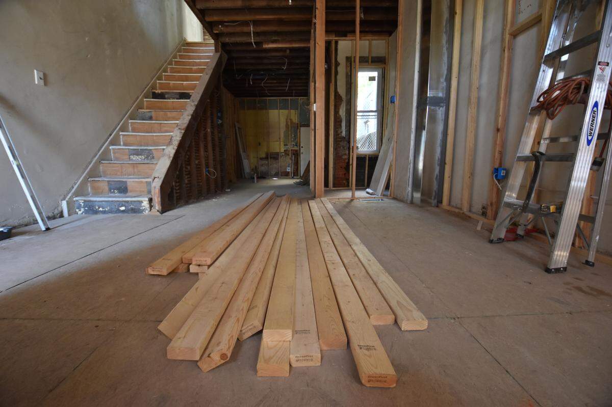 The inside of the two-story row home getting fixed up by Lafayette Lee-Womack through the Jumpstart Philly program.