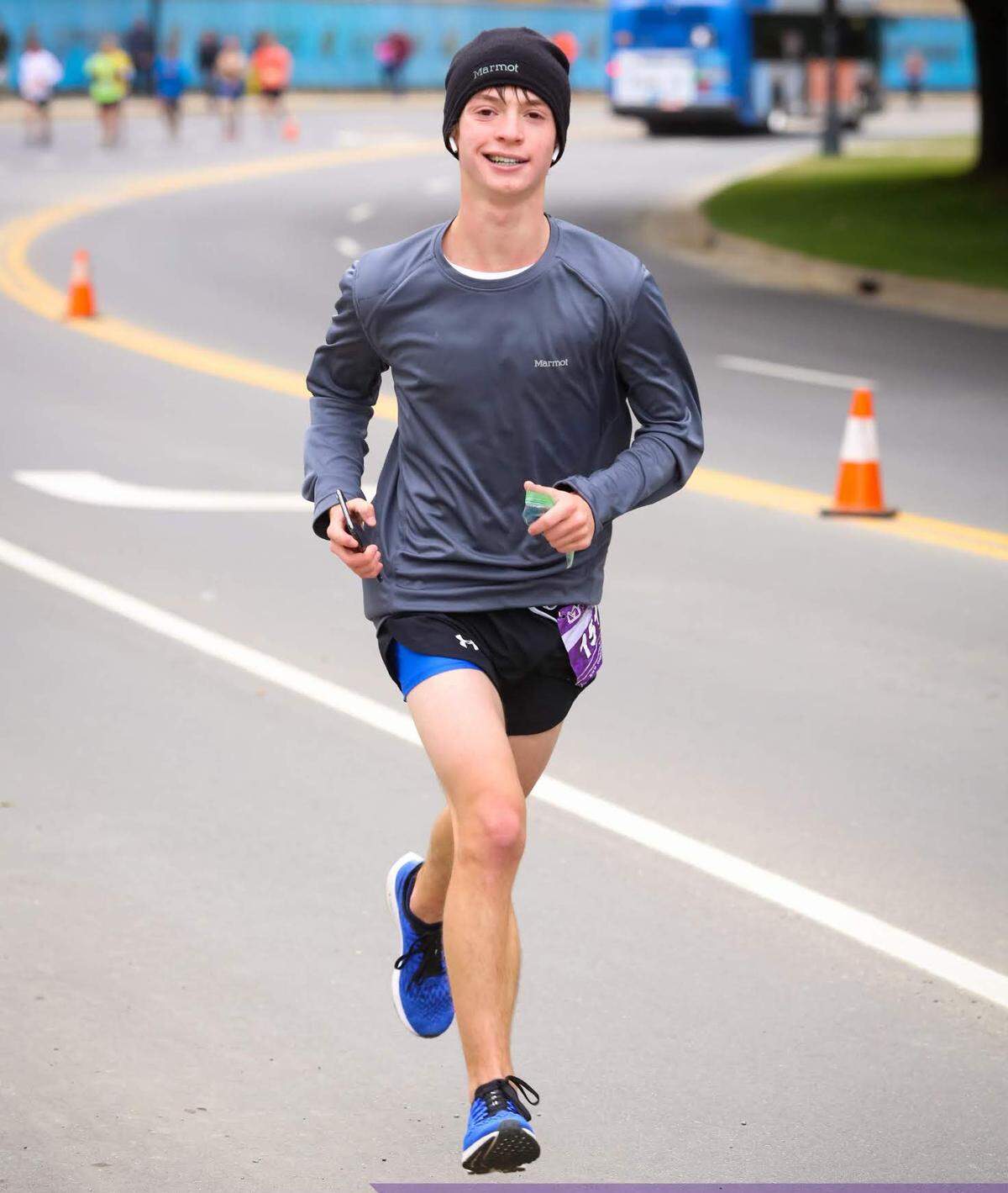 Owen Thornton running in the 2019 Charlotte Marathon.