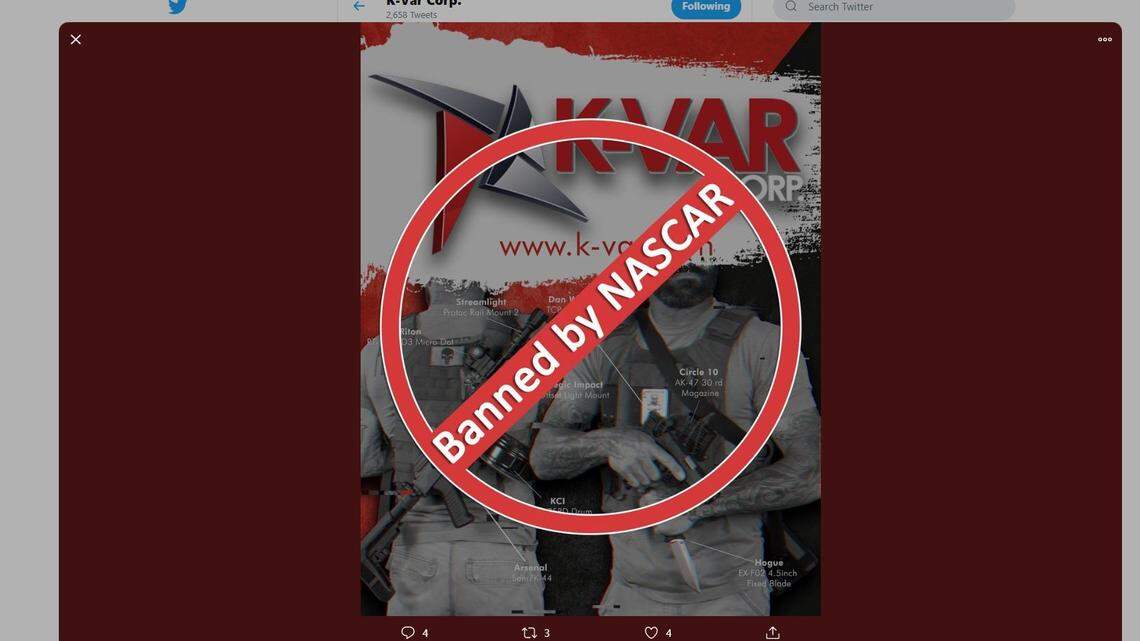 NASCAR has begun rejecting gun industry ads depicting ‘assault-style rifles’ and some other legal firearms, a national online firearms seller said in criticizing the move.