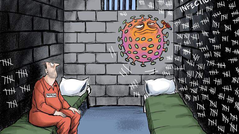 Kevin Siers cartoon: Caged Covid