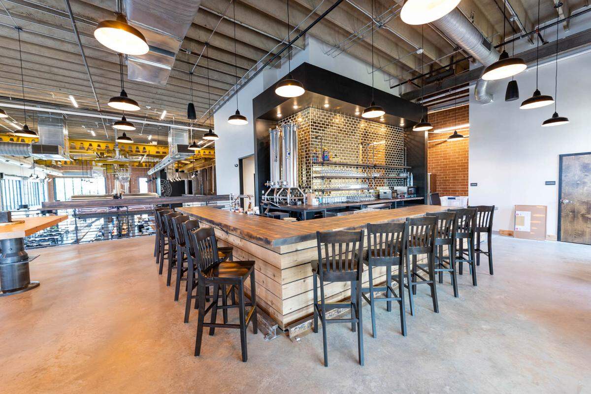 The upper level bar at Trolley Barn in South End.