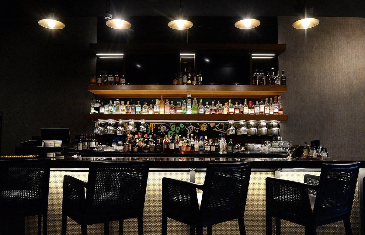 The Aster bar is on the second floor of the One independence Center. It's one of several new spaces that activate the building for employees and passersby. 