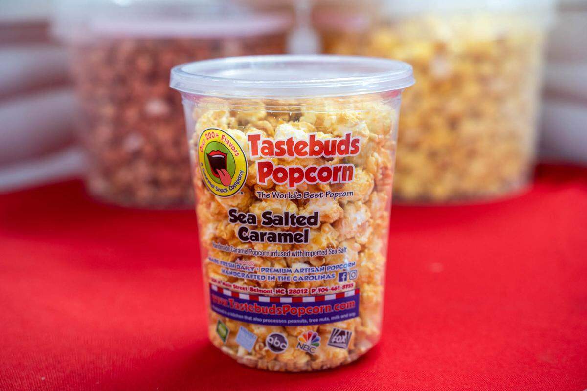 Tastebuds Popcorn offers snacks such as Sea Salted Caramel popcorn.