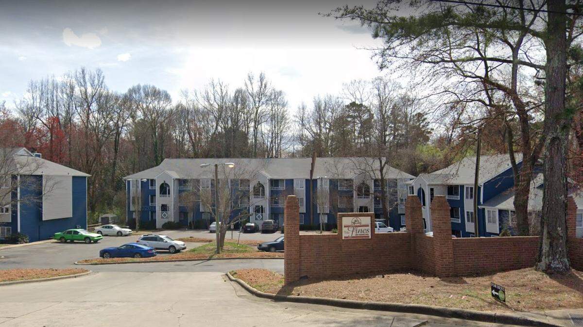 Exterior of the Pines on Wendover, which Ascent Housing plans to buy and preserve as affordable housing. It is located in the Wendover-Sedgewood neighborhood near Costwold. 