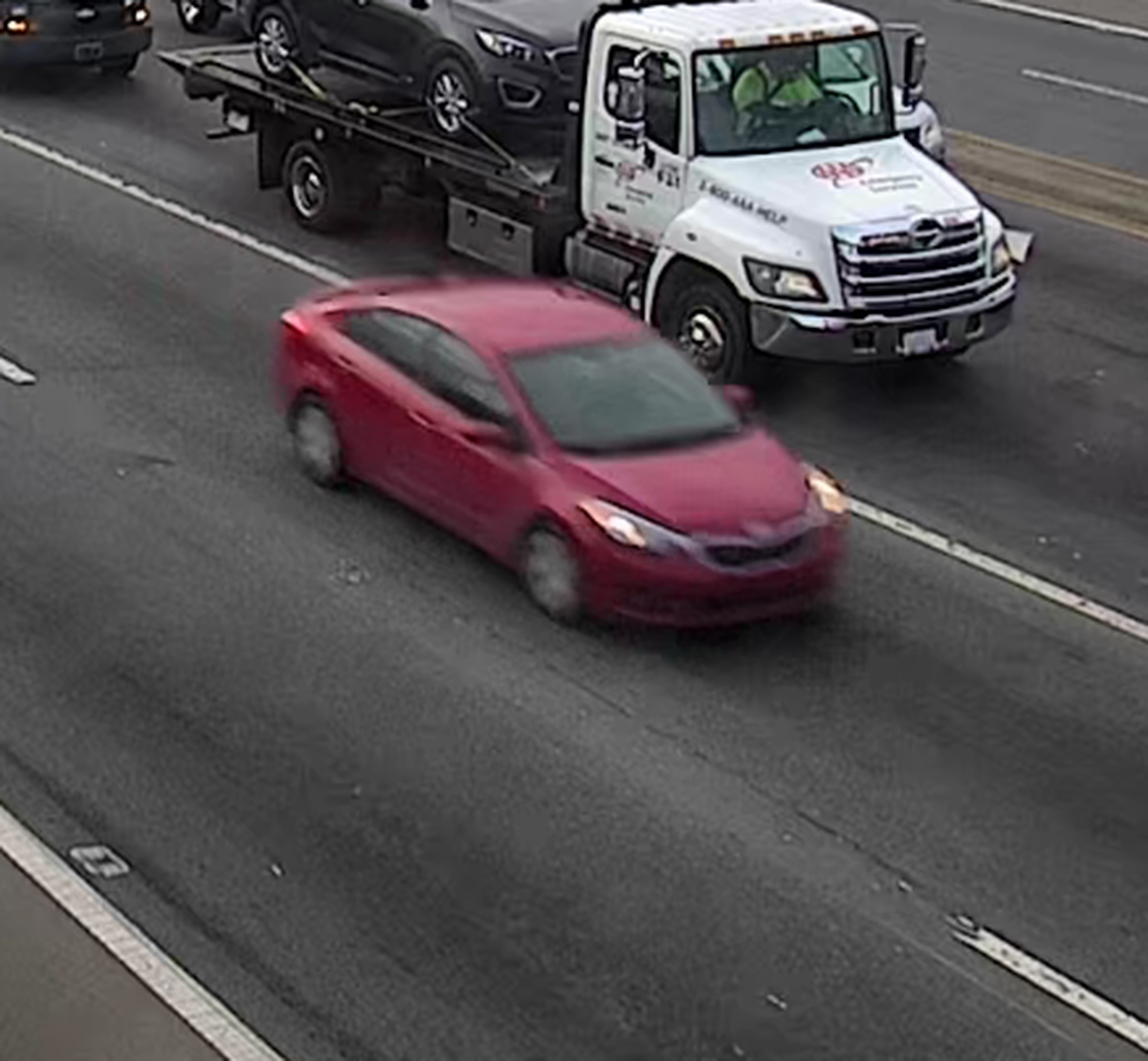 Charlotte-Mecklenburg police are searching for this dark red 2014 to 2016 Kia Forte Sedan whose driver was northbound on Brookshire Boulevard when a man changing a tire was hit and killed on Friday, Jan. 22, 2021.