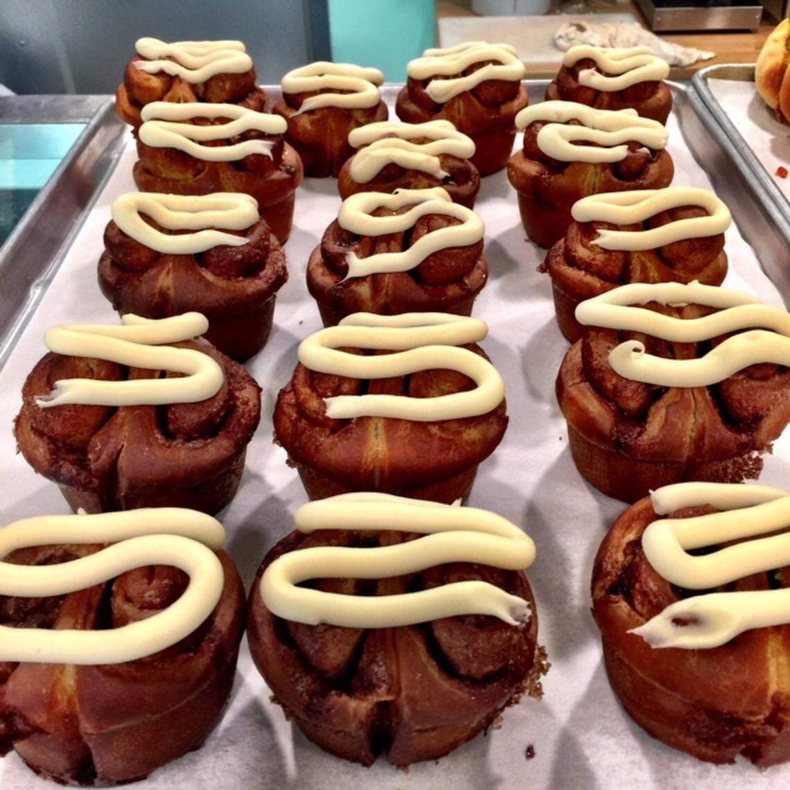 Villani's cinnamon rolls have an inch-thick rope of icing.