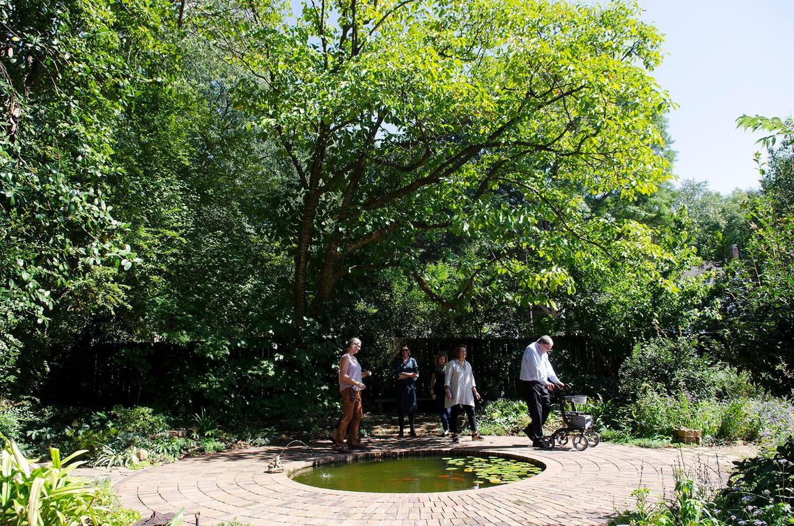 A large saucer magnolia tree in the Elizabeth Lawrence House and Garden was given special consideration to avoid damaging its roots from construction underway next door. Wing Haven Gardens and Preserve Mecklenburg helped preserve the historic garden at 348 Ridgewood Ave.