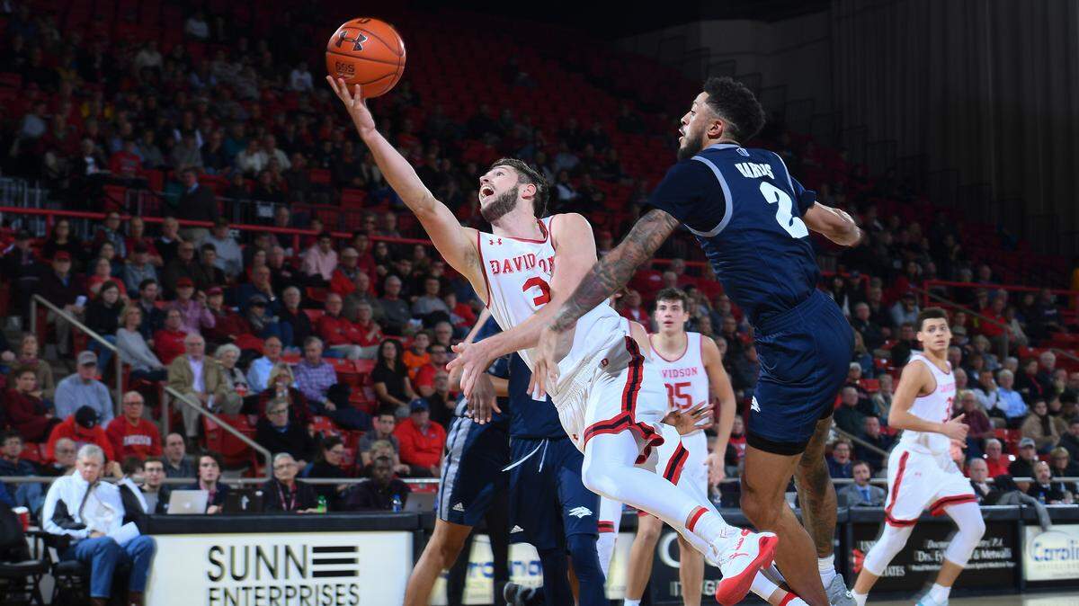 Davidson’s Jon Axel Gudmundsson (3) scored 18 points and had four assists against Nevada.