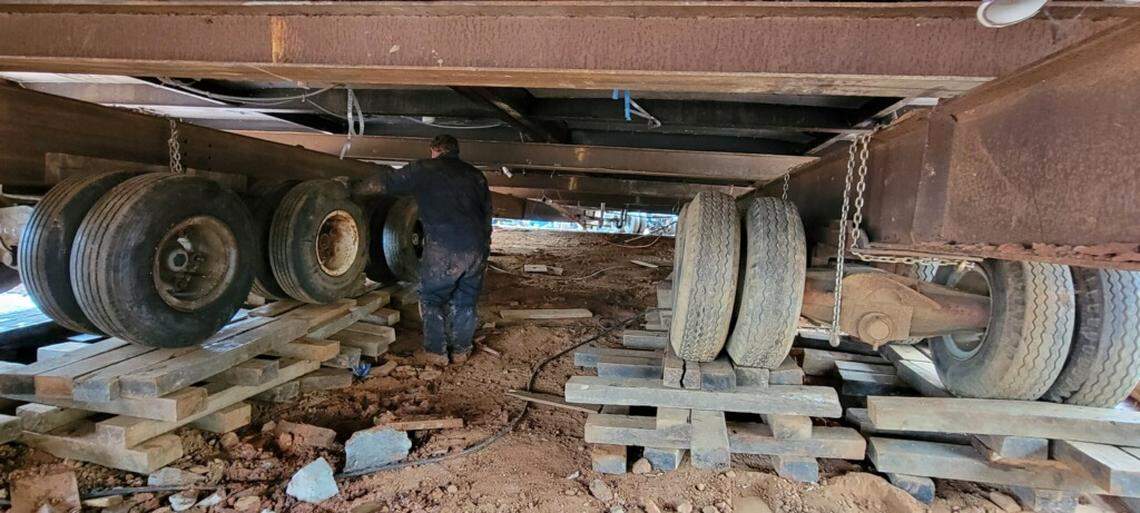 McCrary House Movers of Lexington on Tuesday prep Midnight Diner boxcar for its move 420 E. Trade St. in uptown Charlotte.