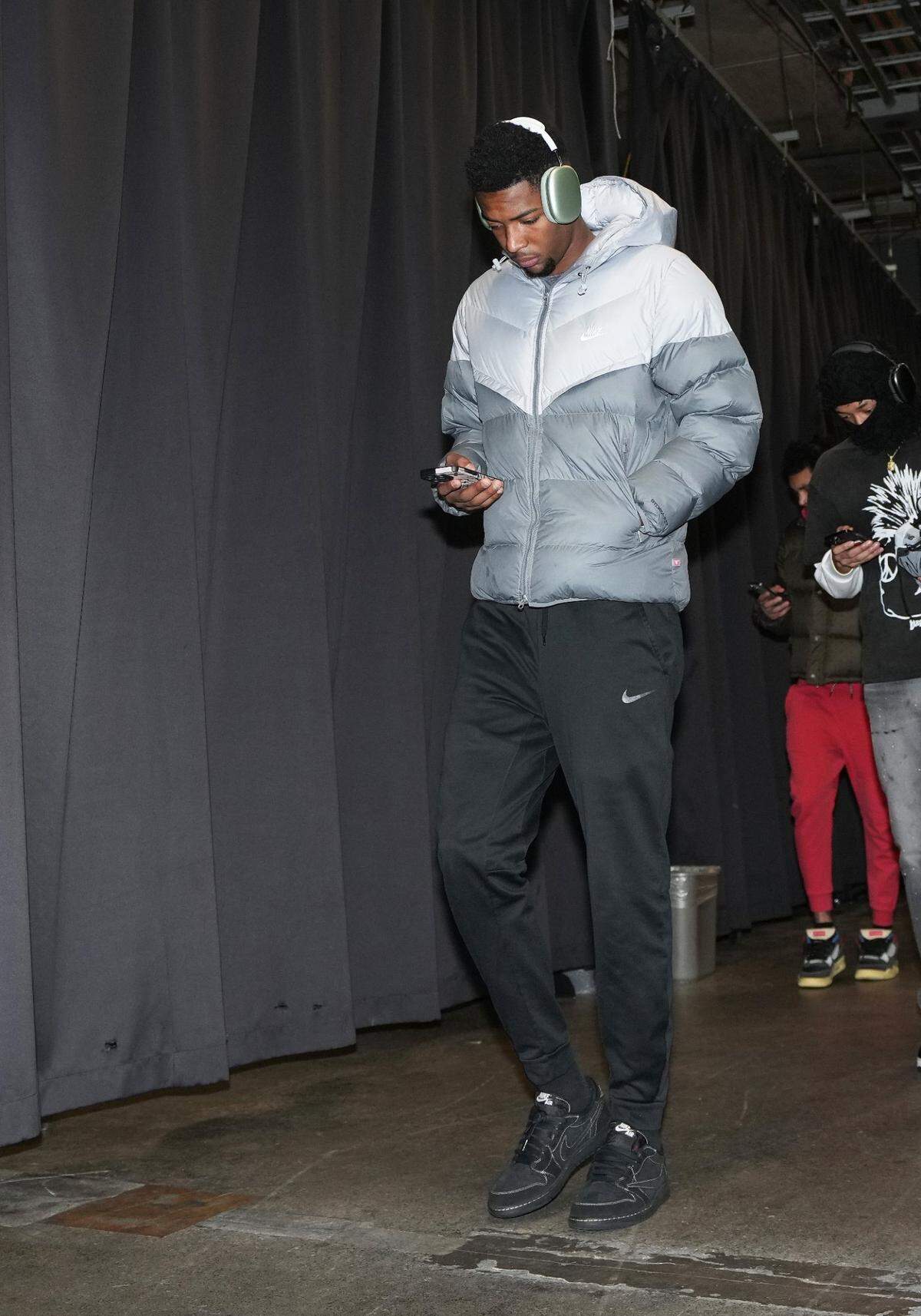 Charlotte Hornets forward Brandon Miller (24) arrives at the Scotiabank Arena before a game against the Toronto Raptors.