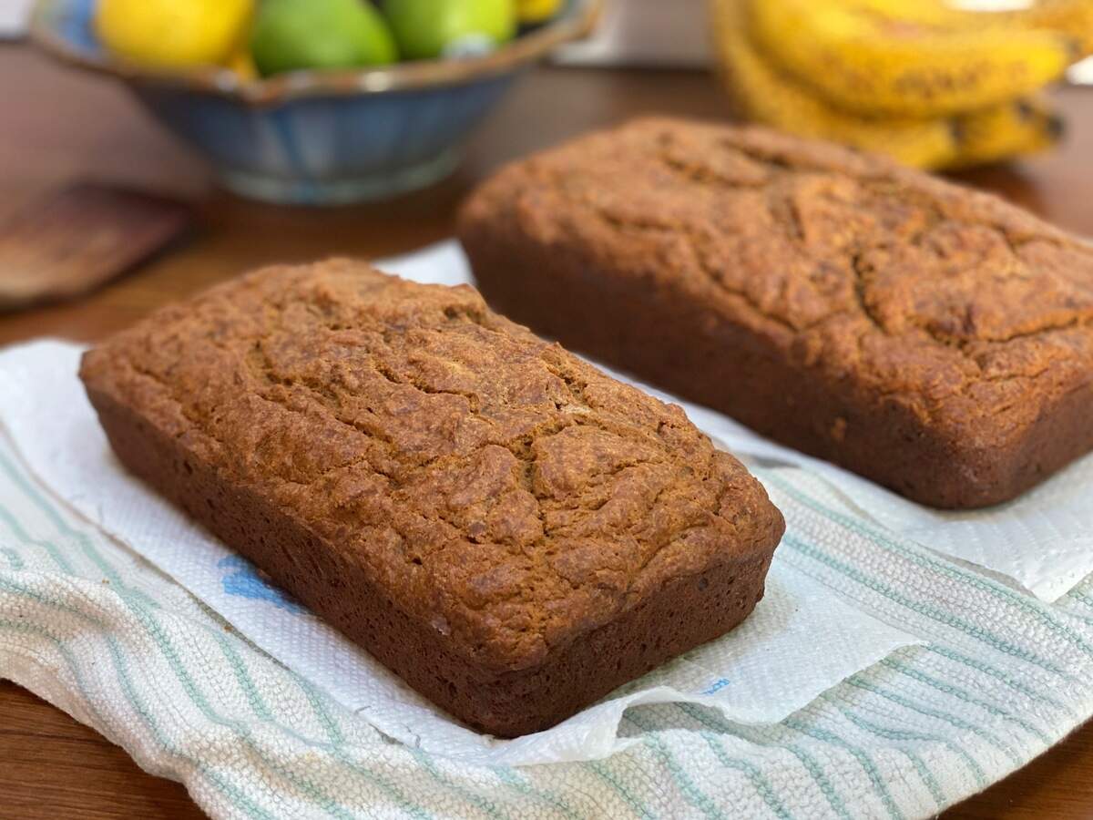 Freshly baked banana bread.