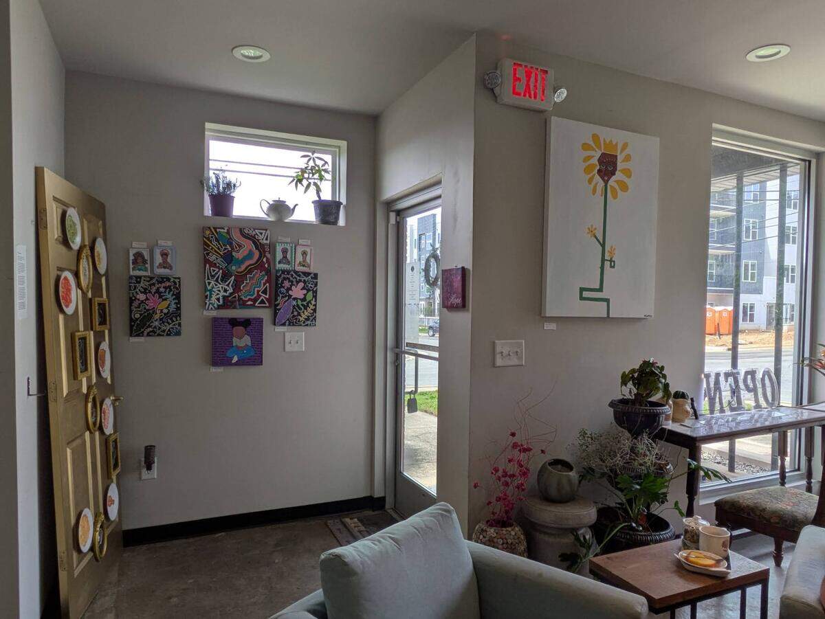 The Pauline Tea-Bar Apothecary located in the Camp Greene neighborhood features quarterly exhibitions of works by Charlotte-area artists.