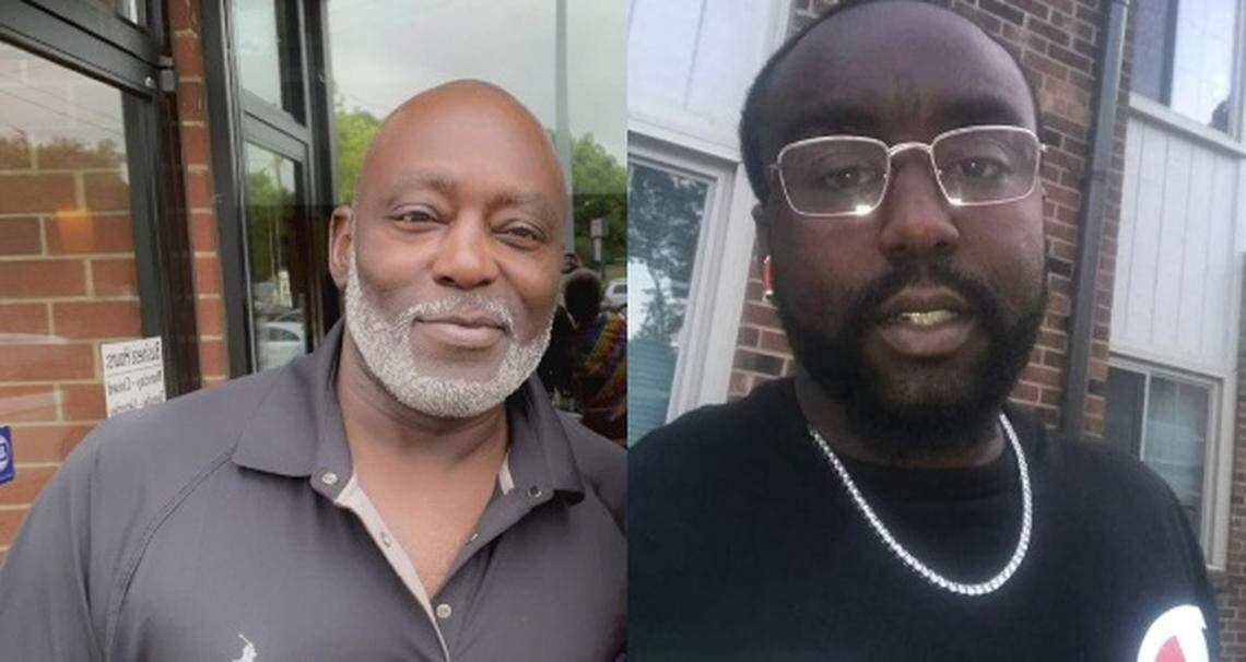Reuben Holmes, left, and Demonte Tyree Sherill, right, were killed in a construction building fire on May 18, 2023 in South Park, Charlotte.