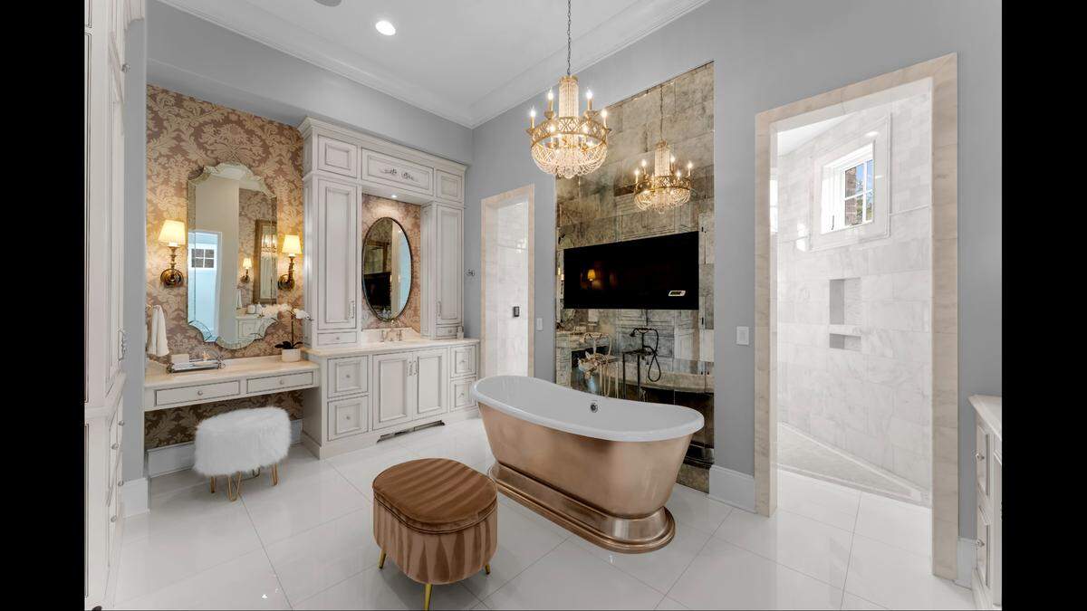 The mansion includes this elegant bath room.