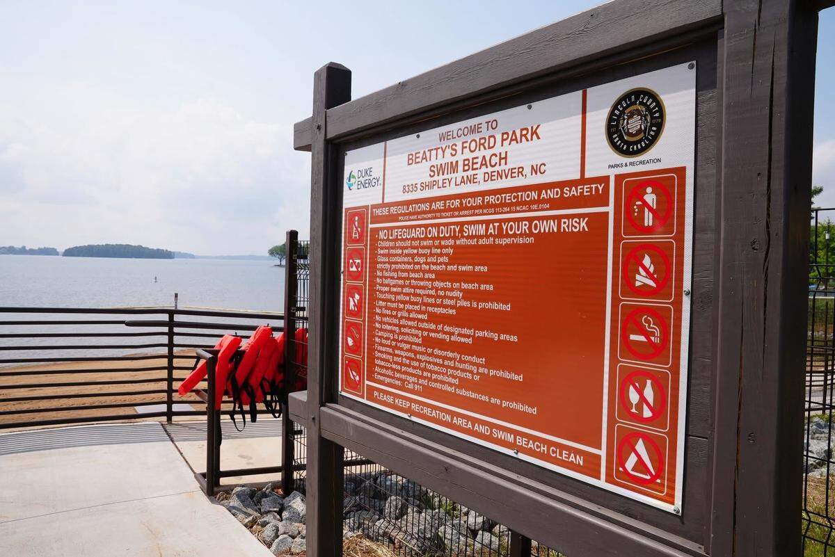 The new swim beach on Lake Norman is at Beatty’s Ford Park in Denver.
