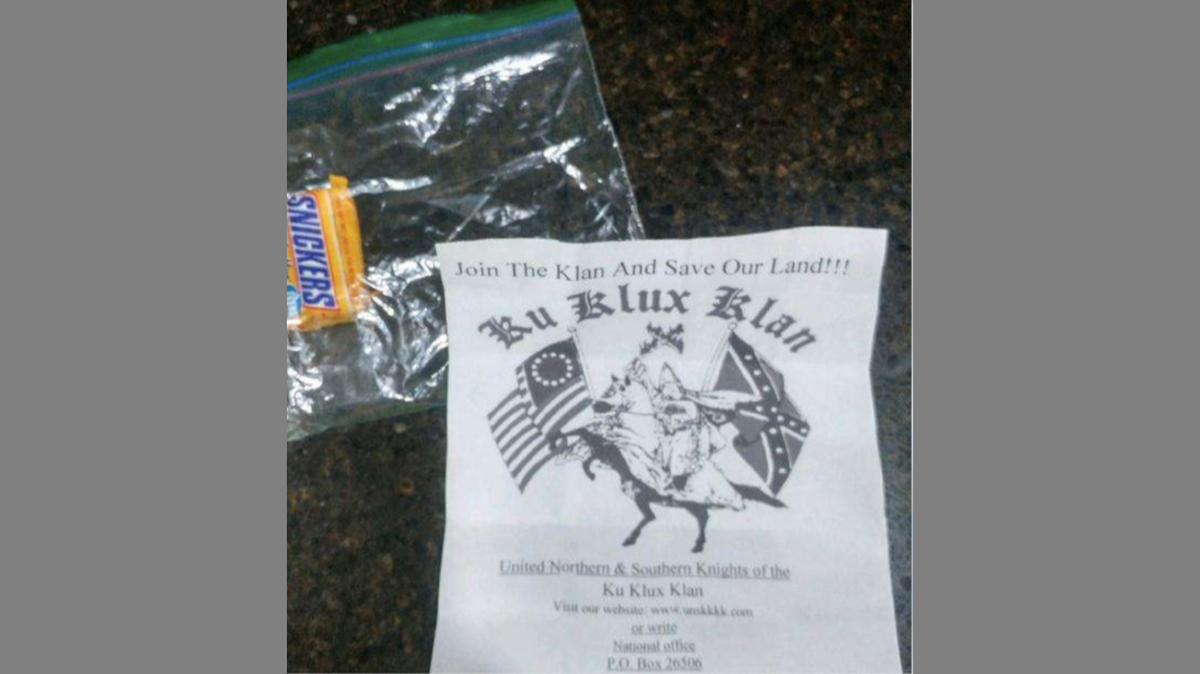 An example of one of the flier’s found in residents’ driveways.